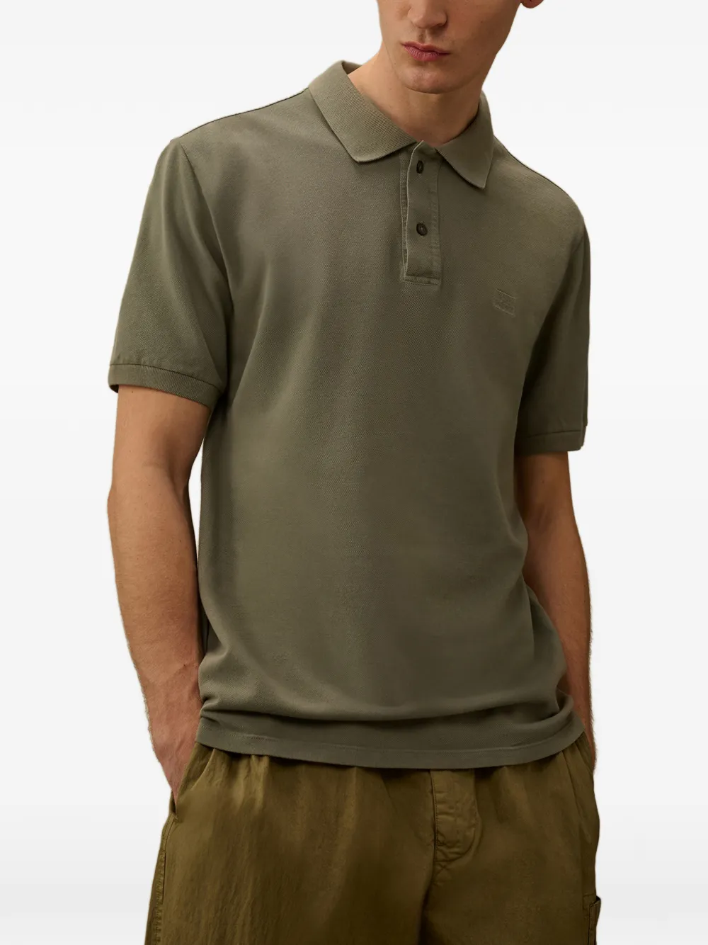 C.P. Company Poloshirt met logodetail en knopen Groen
