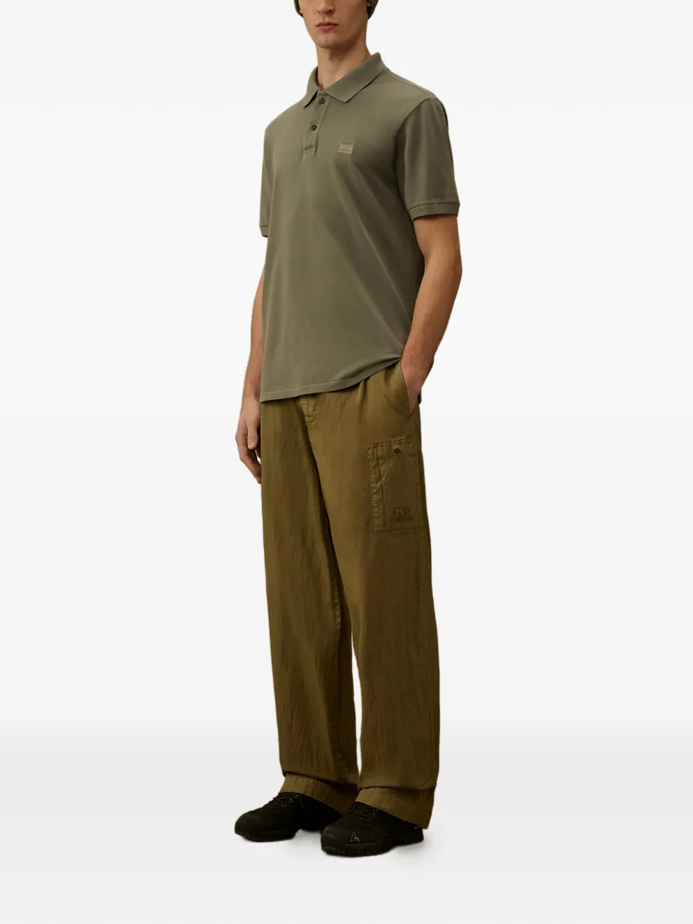 C.P. Company Poloshirt met logodetail en knopen Groen