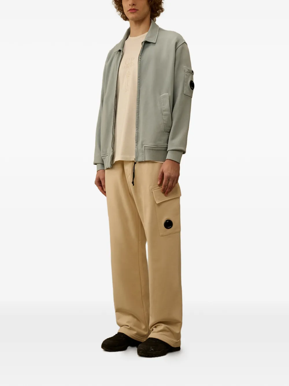 C.P. Company Diagonal Raised katoenen trainingsbroek met cargo-zak Beige