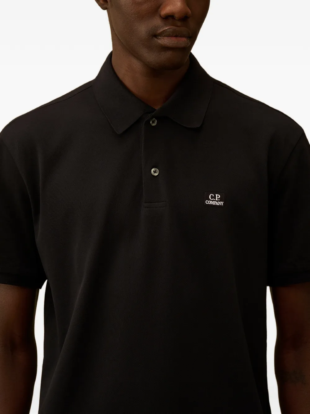 C.P. Company Katoenen poloshirt met puntkraag en korte mouwen Zwart