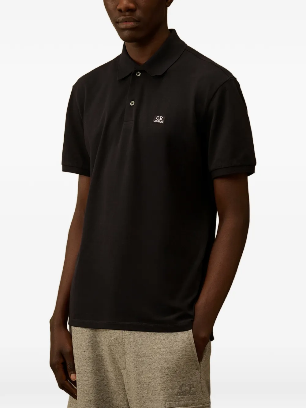 C.P. Company Katoenen poloshirt met puntkraag en korte mouwen Zwart