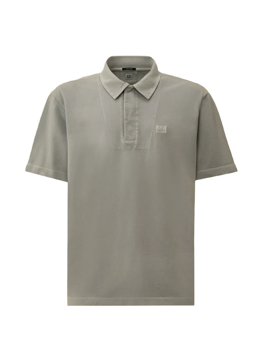 C.P. Company 24/1 piquet-button short-sleeve logo-patch cotton polo shirt - Grigio