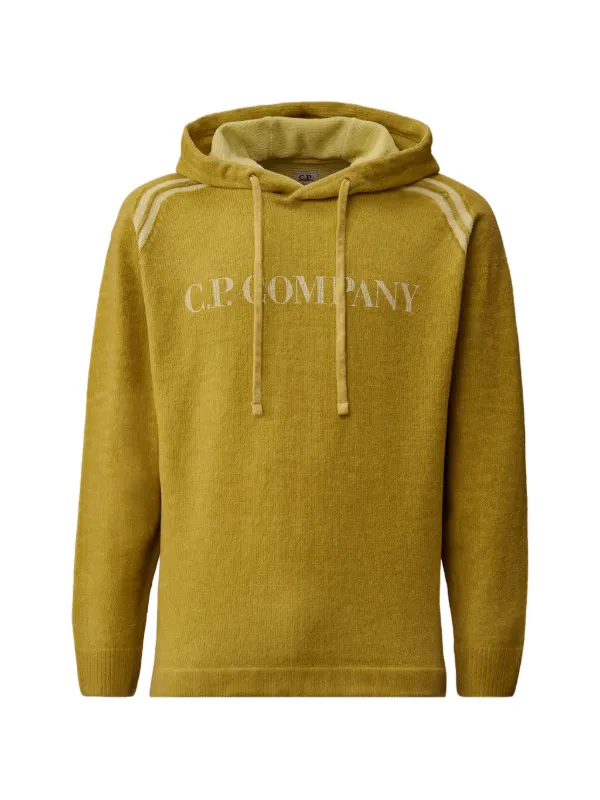 C.P. Company Cotton Chenille Double Dyed Hooded Sweater in Yellow