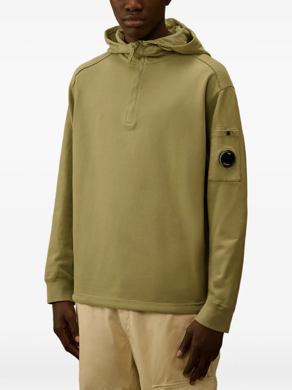C.P. Company Hoodie met halve rits Groen