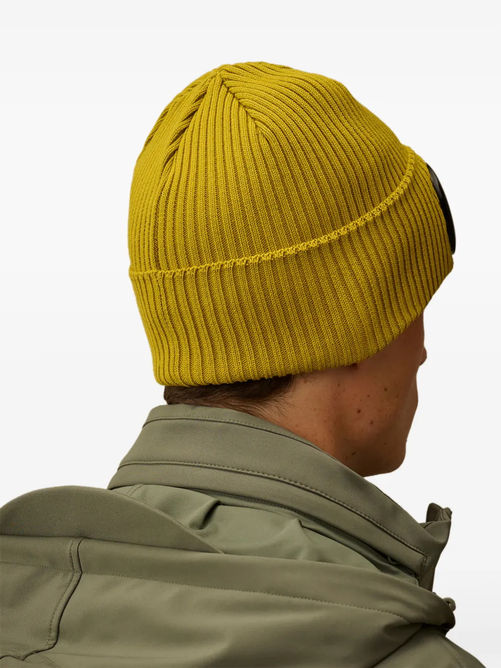 C.p. Company Goggle Ribbed Beanie Hat - Yellow 