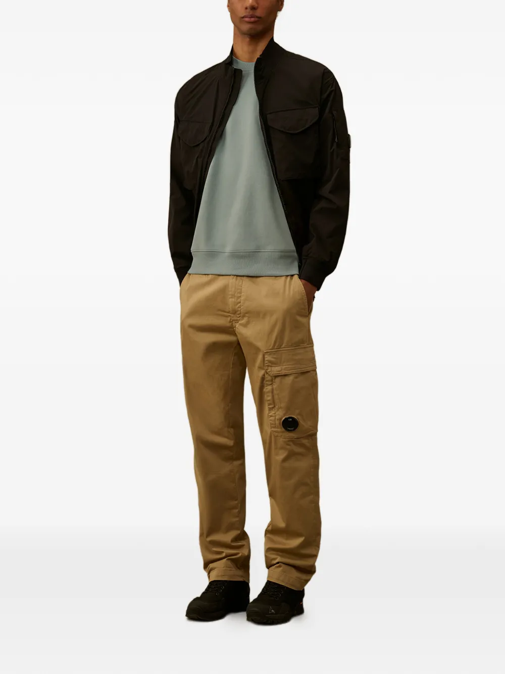 C.P. Company Katoenen sweater met ritszak Groen