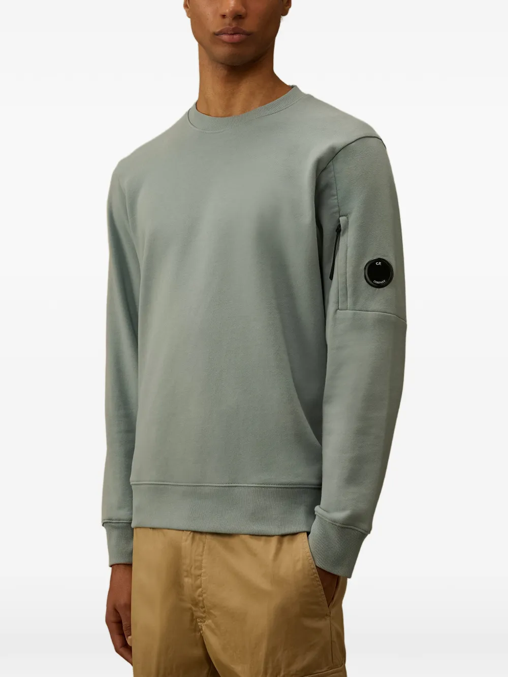 C.P. Company Katoenen sweater met ritszak Groen