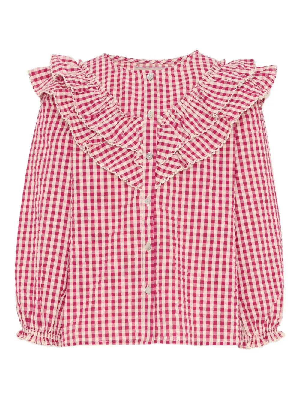 Konges Sløjd ruffled checked long-sleeves top | Pink | Image 1