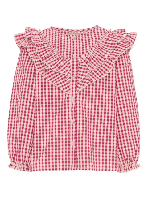 Konges Sløjd ruffled checked long-sleeves top