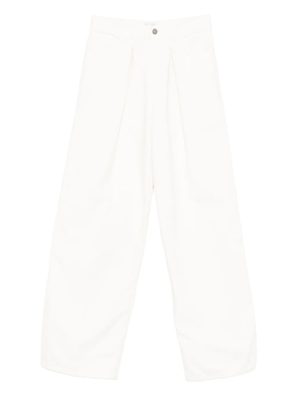 Haikure pleated denim trousers - Bianco