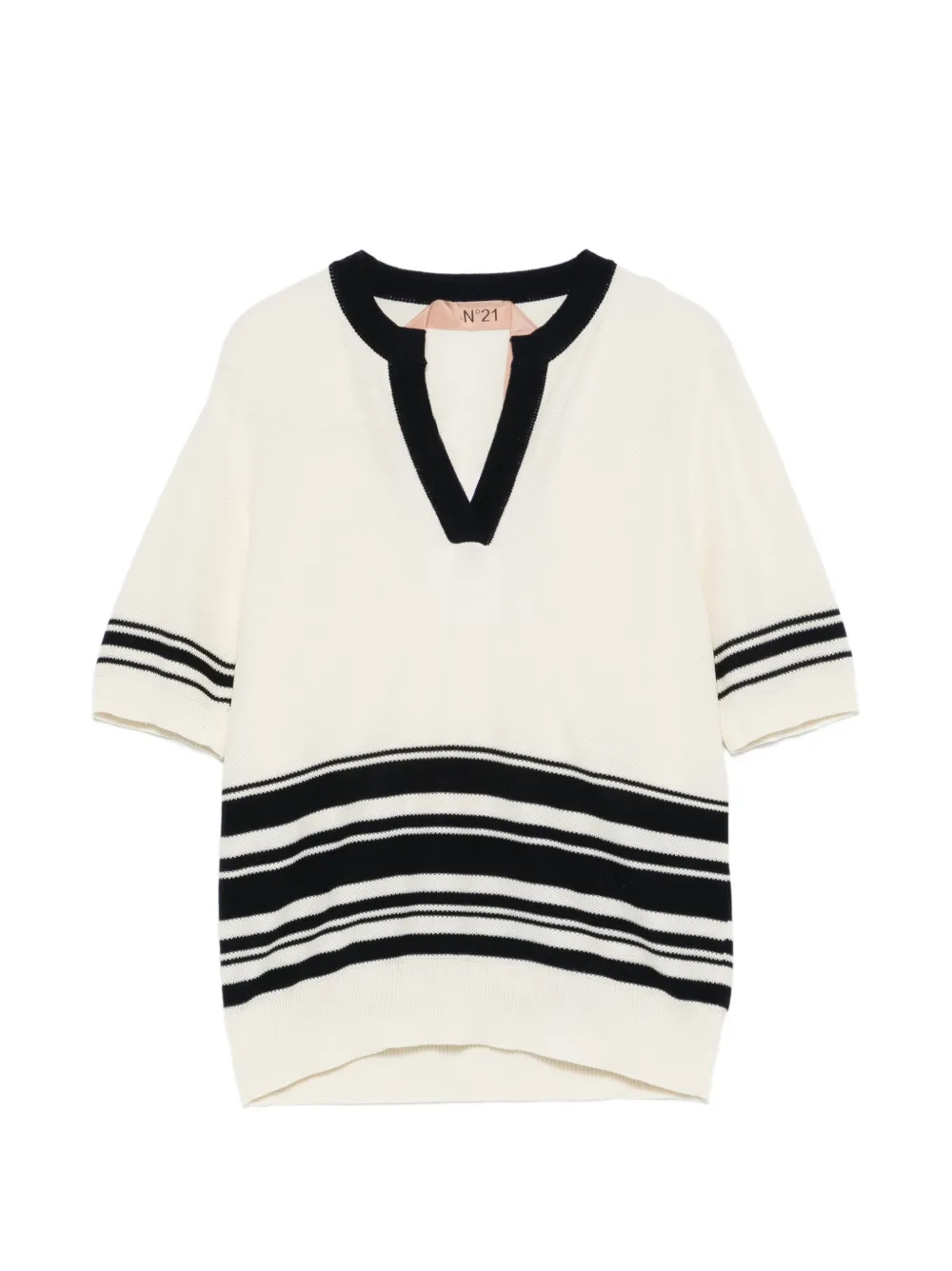 Nº21 V-neck striped sweater - Weiß