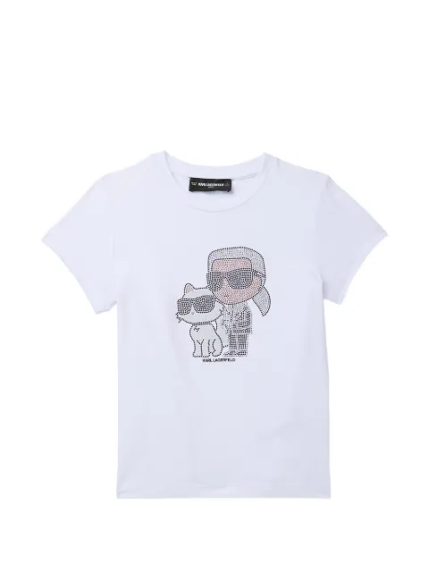 Karl Lagerfeld Kids Ikon Choupette rhinestone-embellishment T-shirt