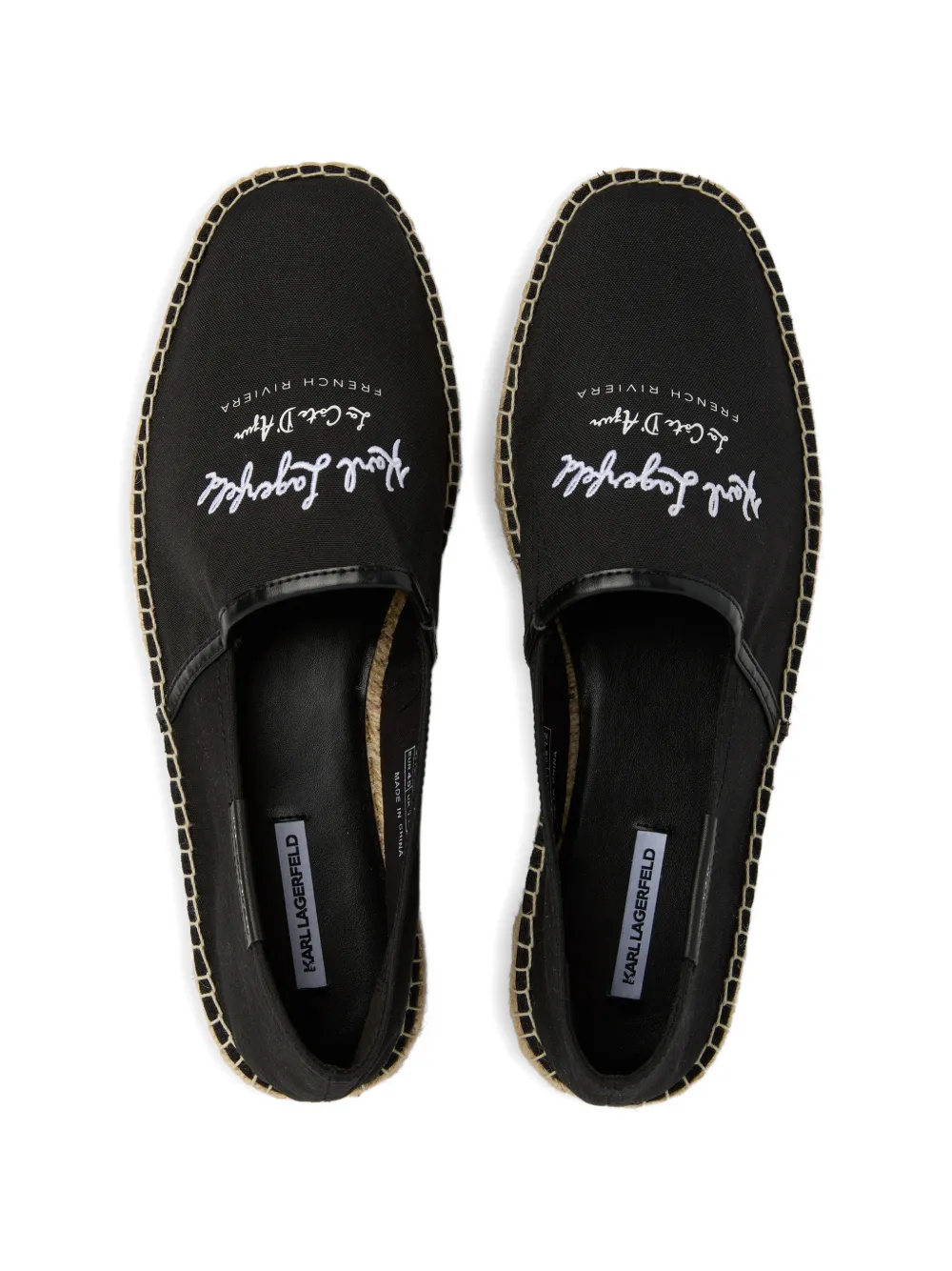 Karl Lagerfeld Kamino Riviera espadrilles met borduurwerk Zwart