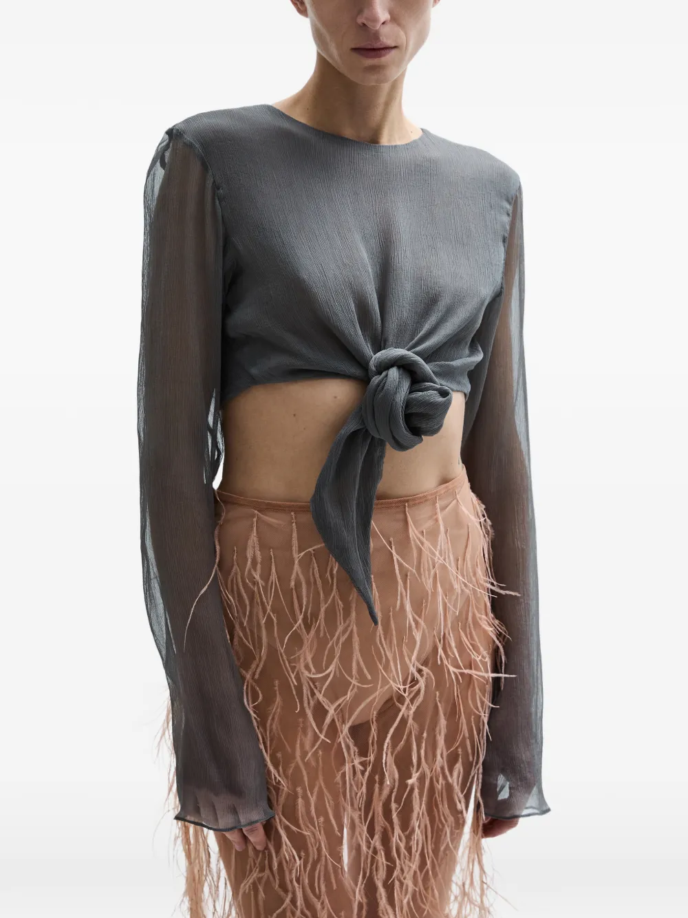 Atu Body Couture Tether long-sleeve tied top - Grigio