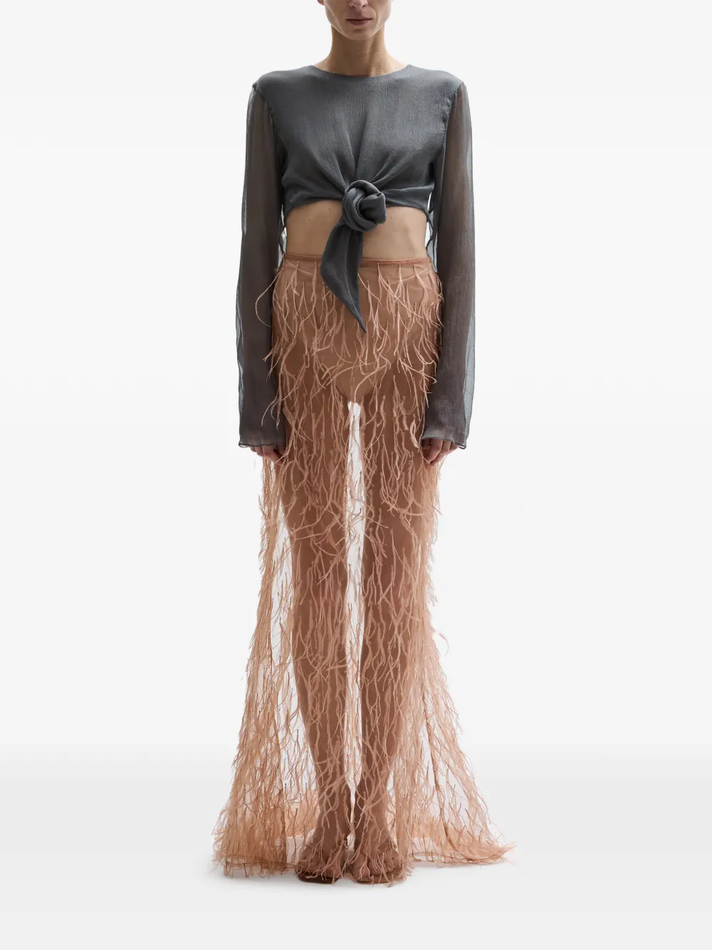 Atu Body Couture Tether long-sleeve tied top - Grijs