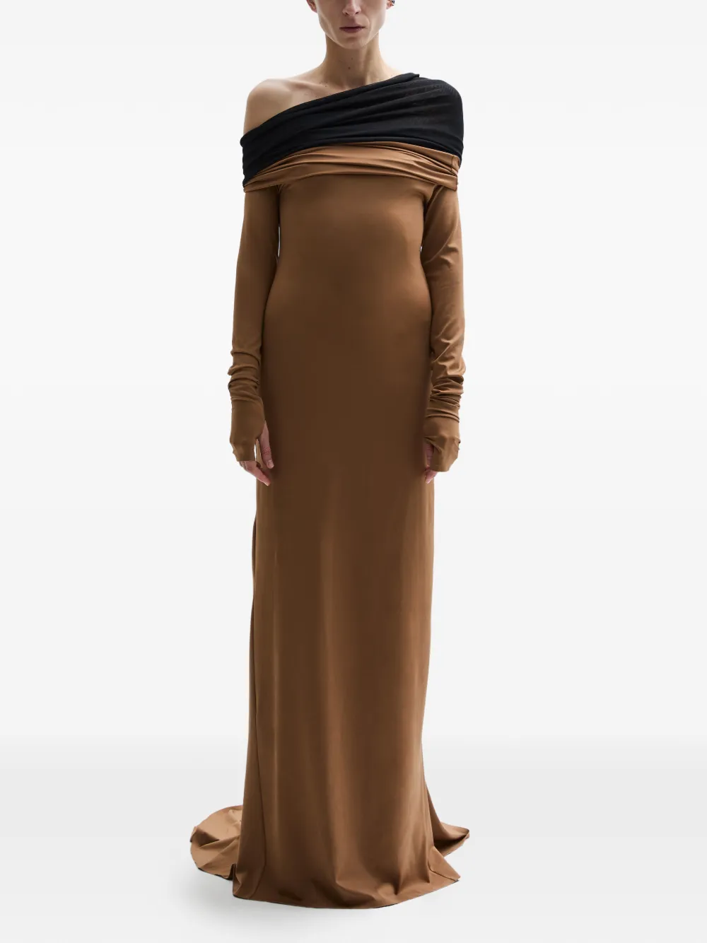 Atu Body Couture Crown long-sleeved draped Dress - Marrone