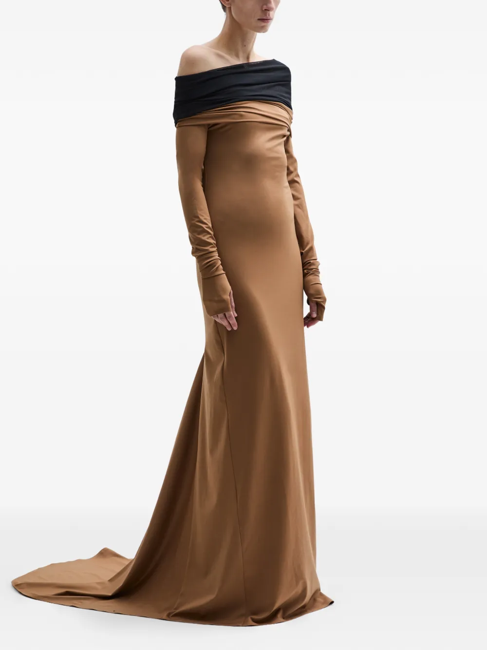 Atu Body Couture Crown long-sleeved draped Dress - Bruin