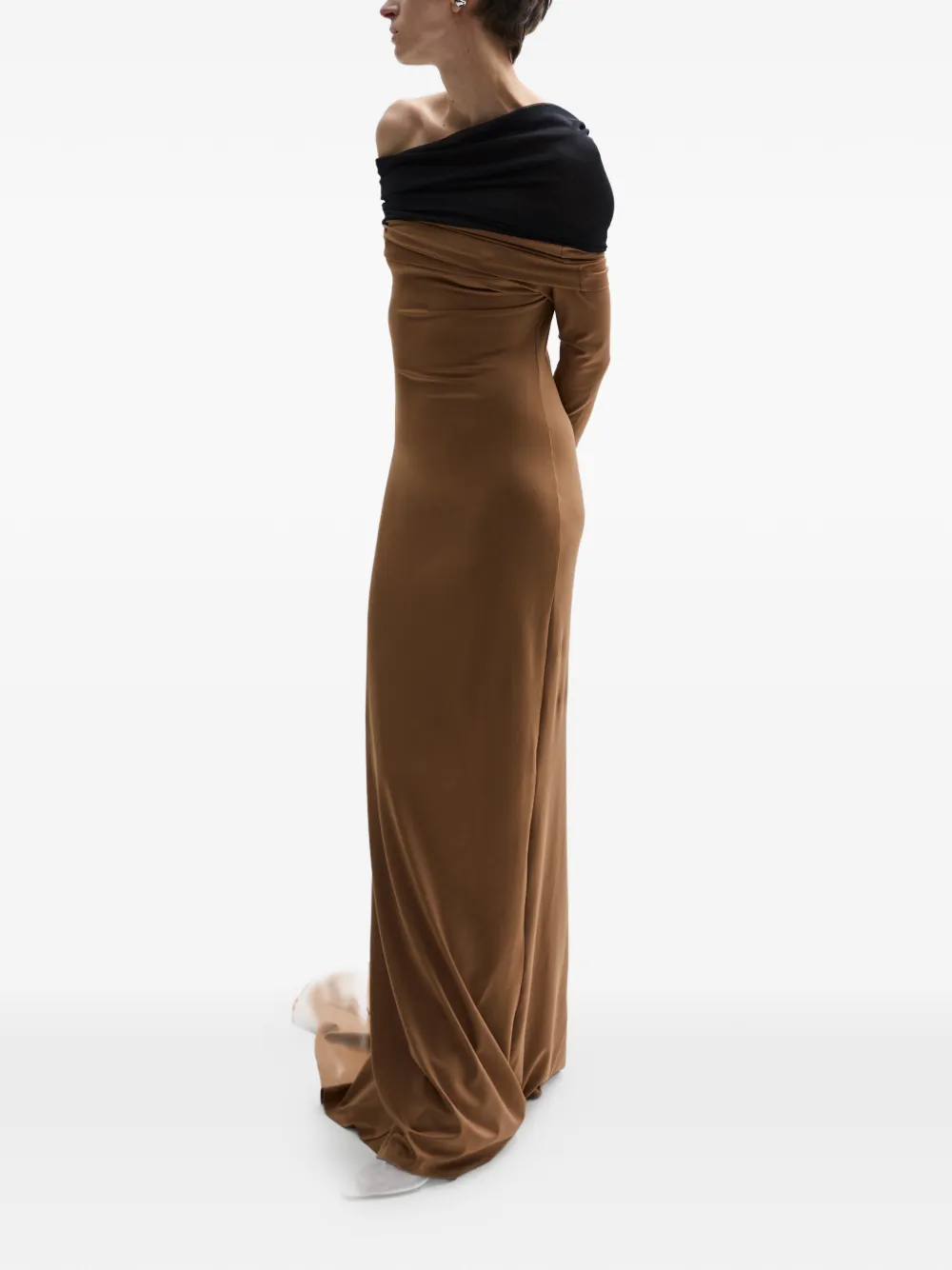 Atu Body Couture Crown gedrapeerde jurk met lange mouwen Bruin