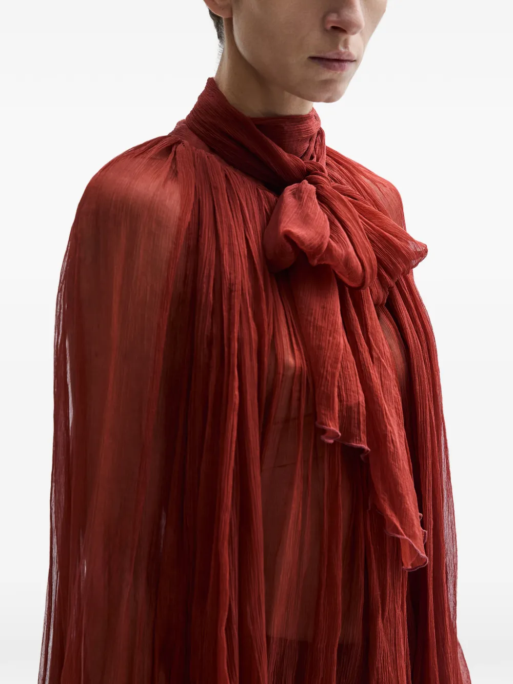 Atu Body Couture Geplooide blouse met strik Rood