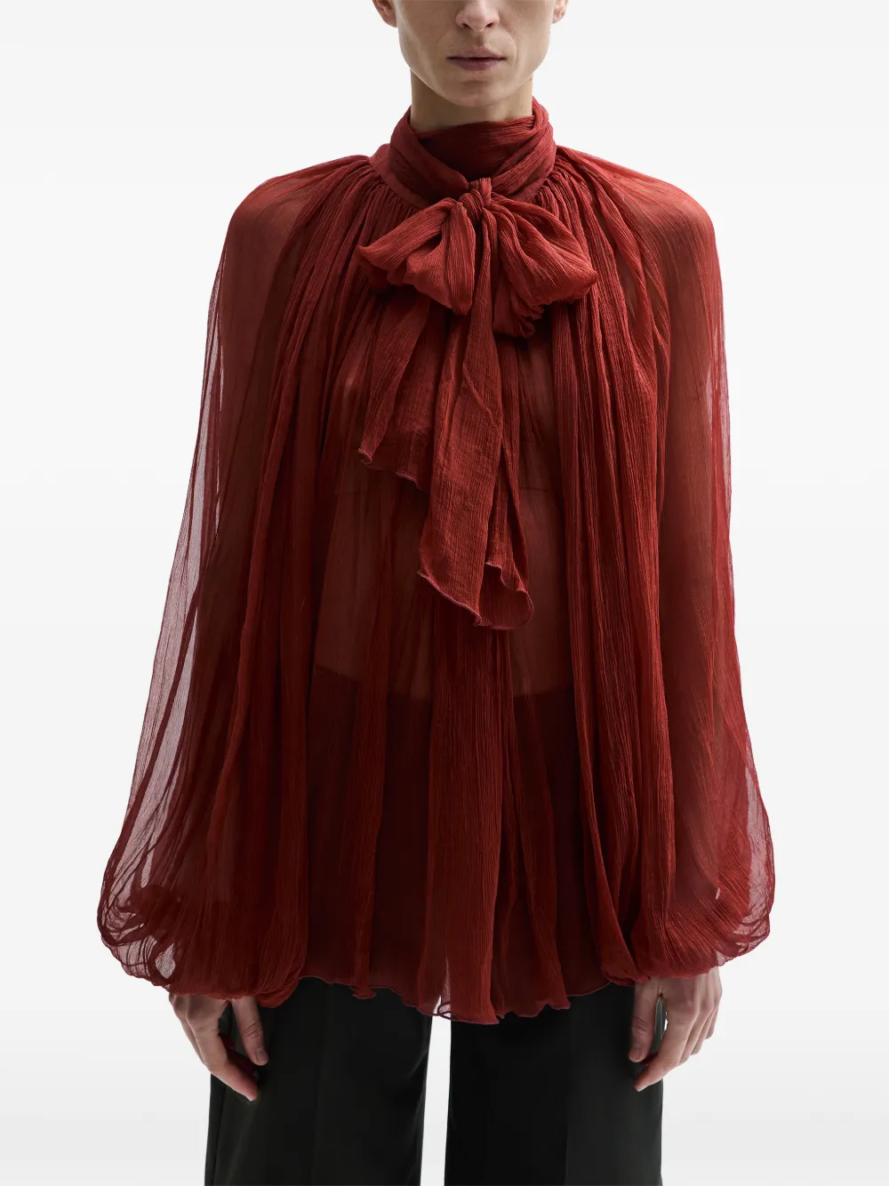 Atu Body Couture bow pleated blouse - Rosso