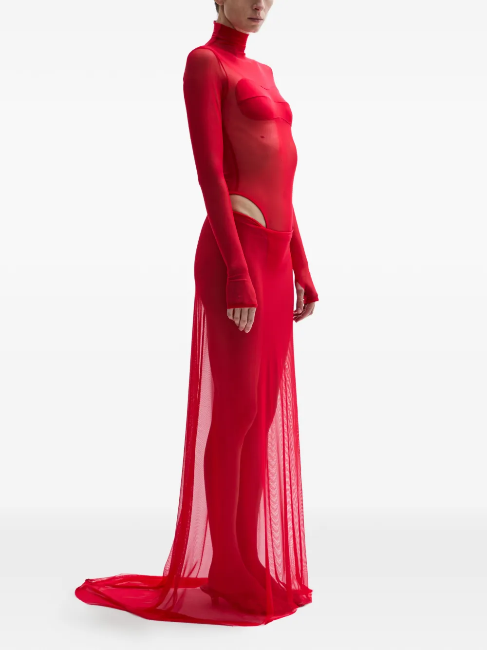 Atu Body Couture Cardinal long-sleeve high-neck dress - Rood