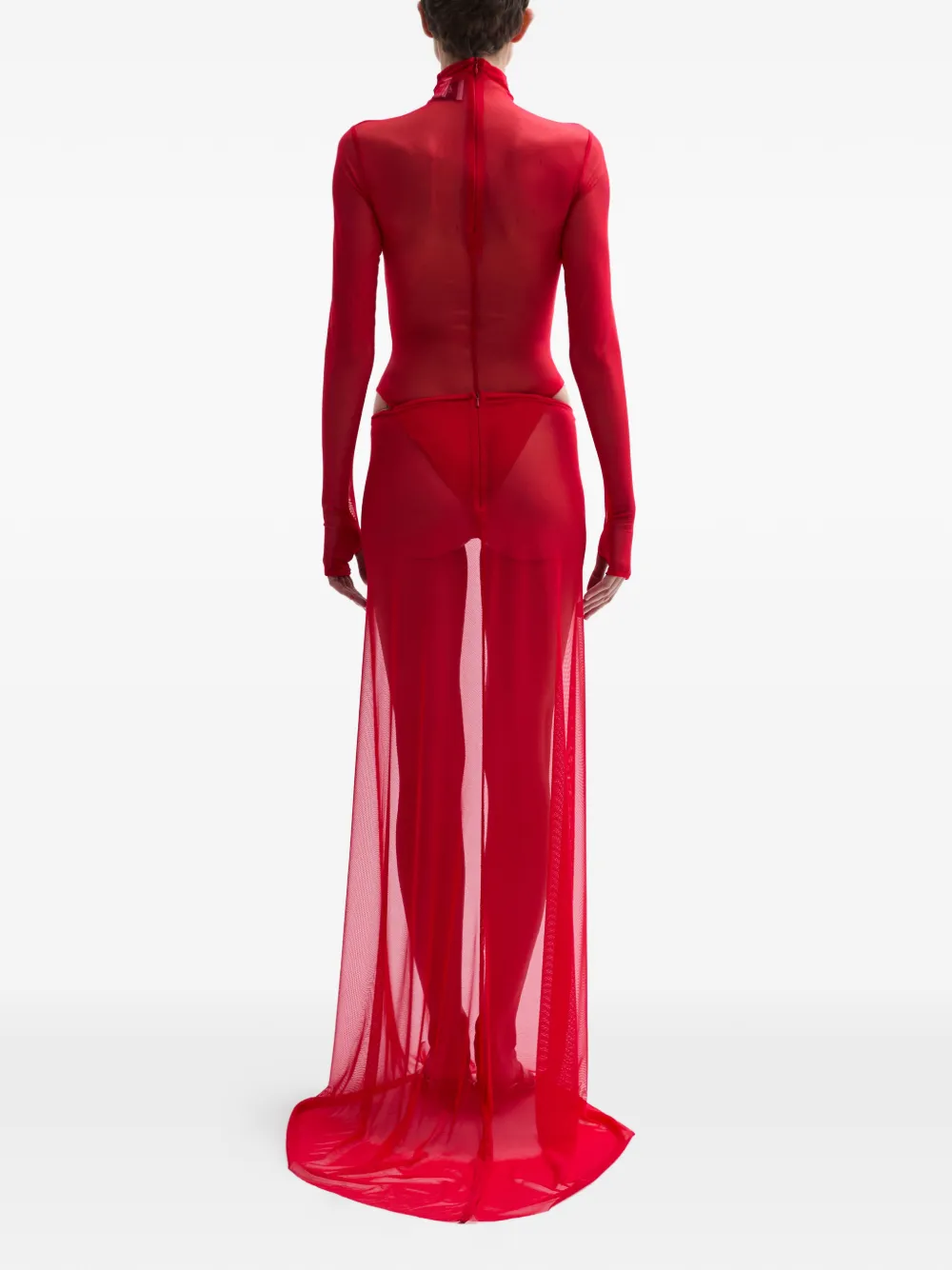 Atu Body Couture Cardinal jurk met lange mouwen en hoge hals Rood