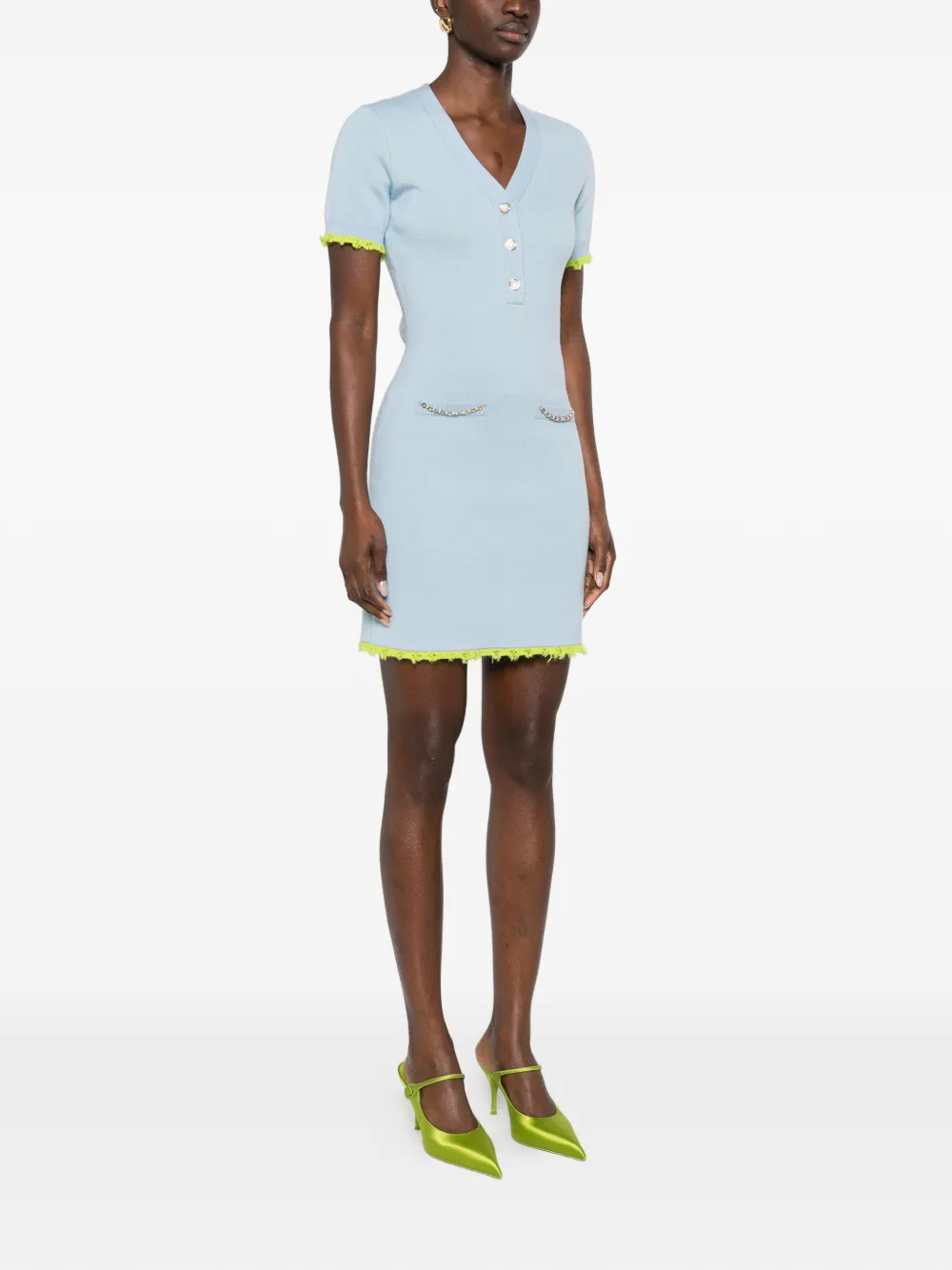 Casablanca Mini-jurk verfraaid met parels Blauw