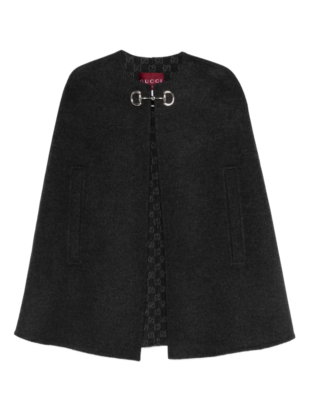 Gucci horsebit jacquard cape - Schwarz