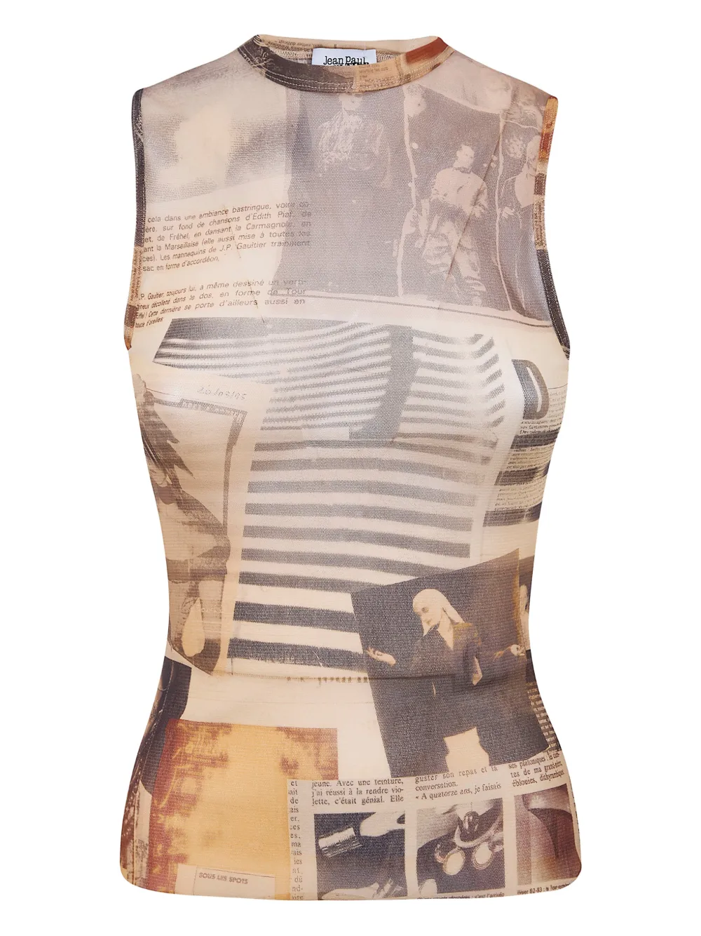 Jean Paul Gaultier newspaper-print sleeveless top - Toni neutri