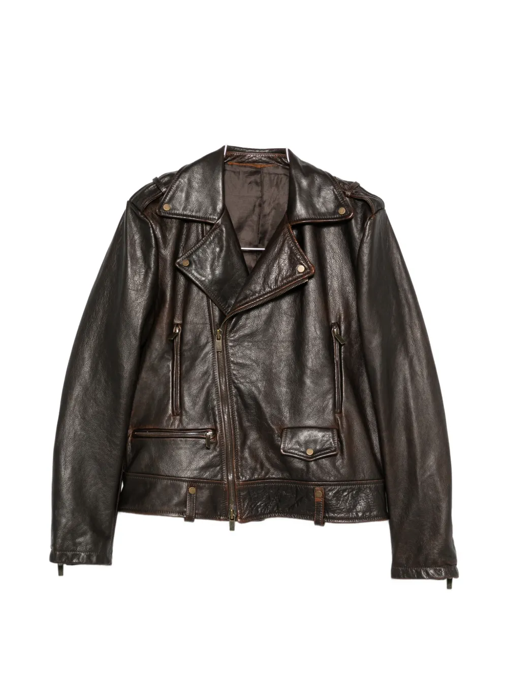 Salvatore Santoro leather biker jacket - Marrone
