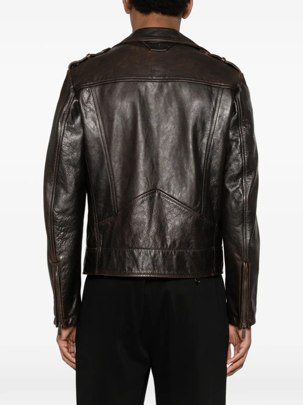 Salvatore Santoro Leather Biker Jacket | Brown | FARFETCH IN