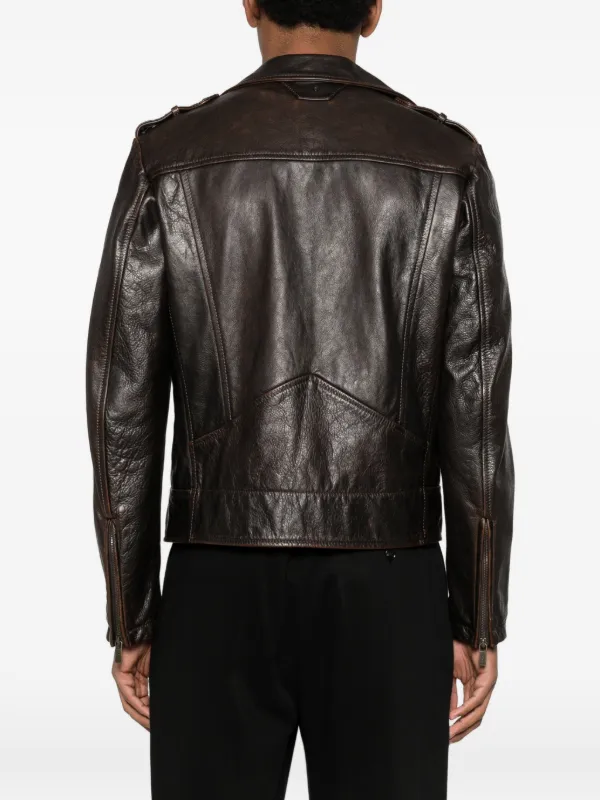 サルバトーレ サントロ Salvatore Santoro レザージャケット Salvatore Santoro Leather Biker Jacket | Brown | FARFETCH IN