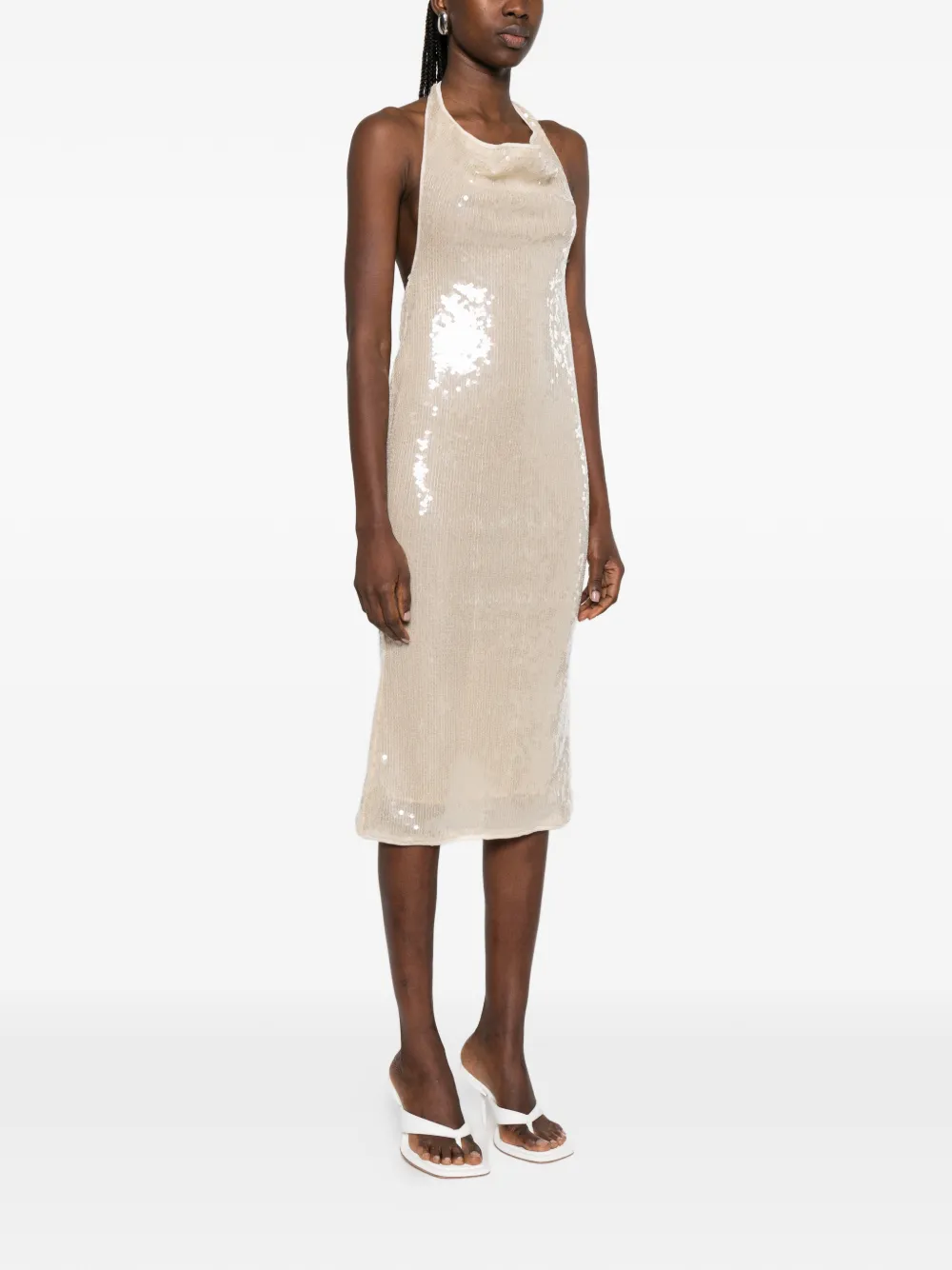  Oséree Halterneck Midi Dress - Neutrals 