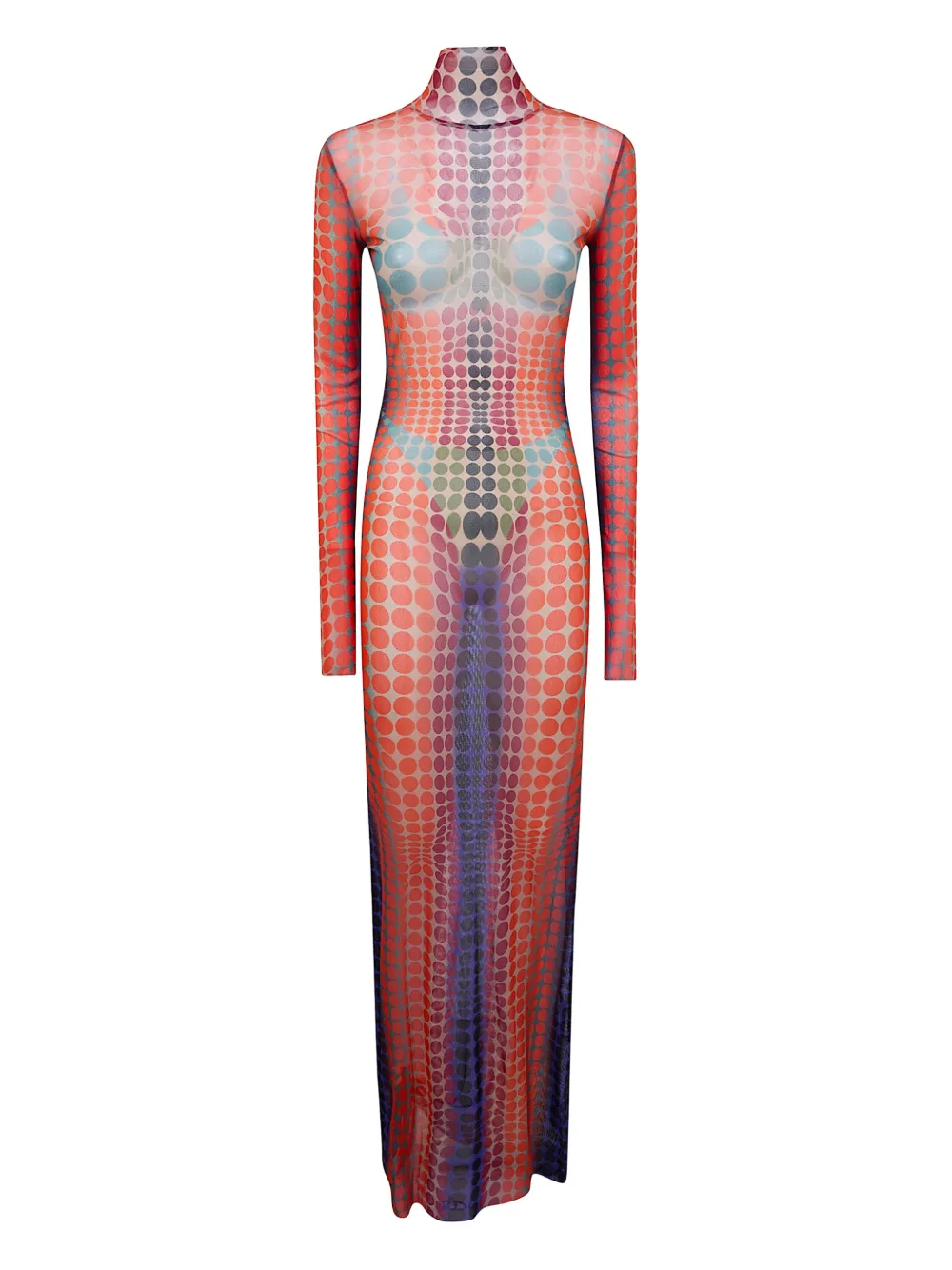 Jean Paul Gaultier turtleneck polka-dot maxi dress - Arancione