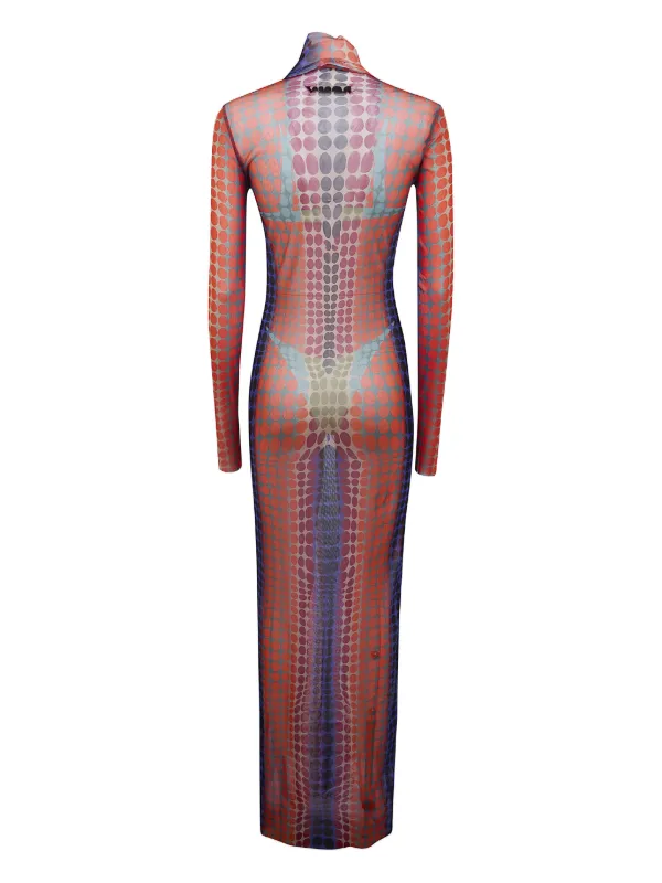 Jean Paul Gaultier Turtleneck polka-dot Maxi Dress | Orange