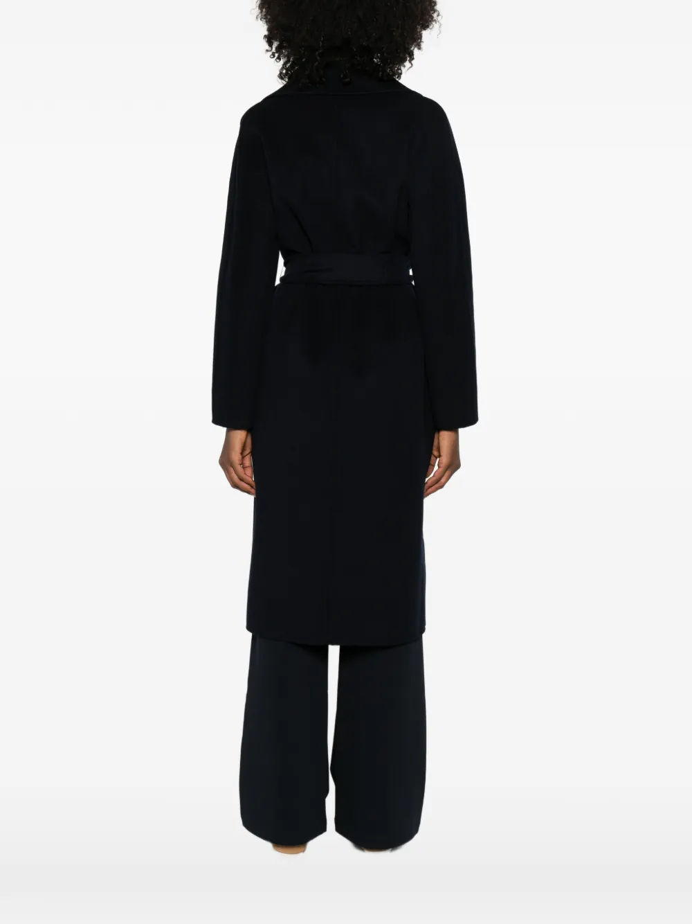 Max Mara Jas met ceintuur en dubbele rij knopen Blauw
