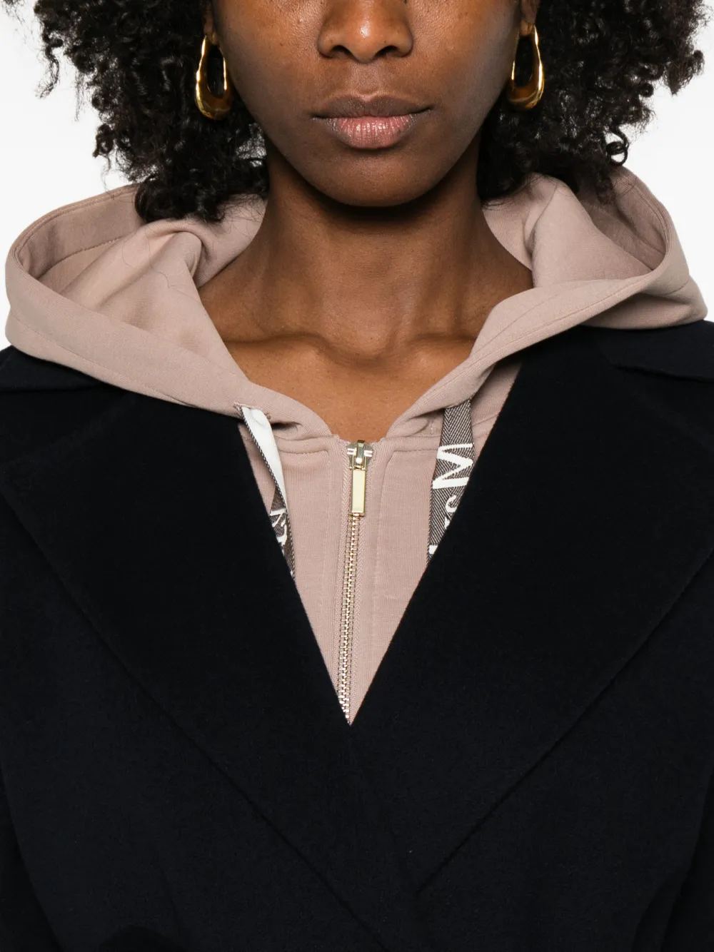 Max Mara Jas met ceintuur en dubbele rij knopen Blauw