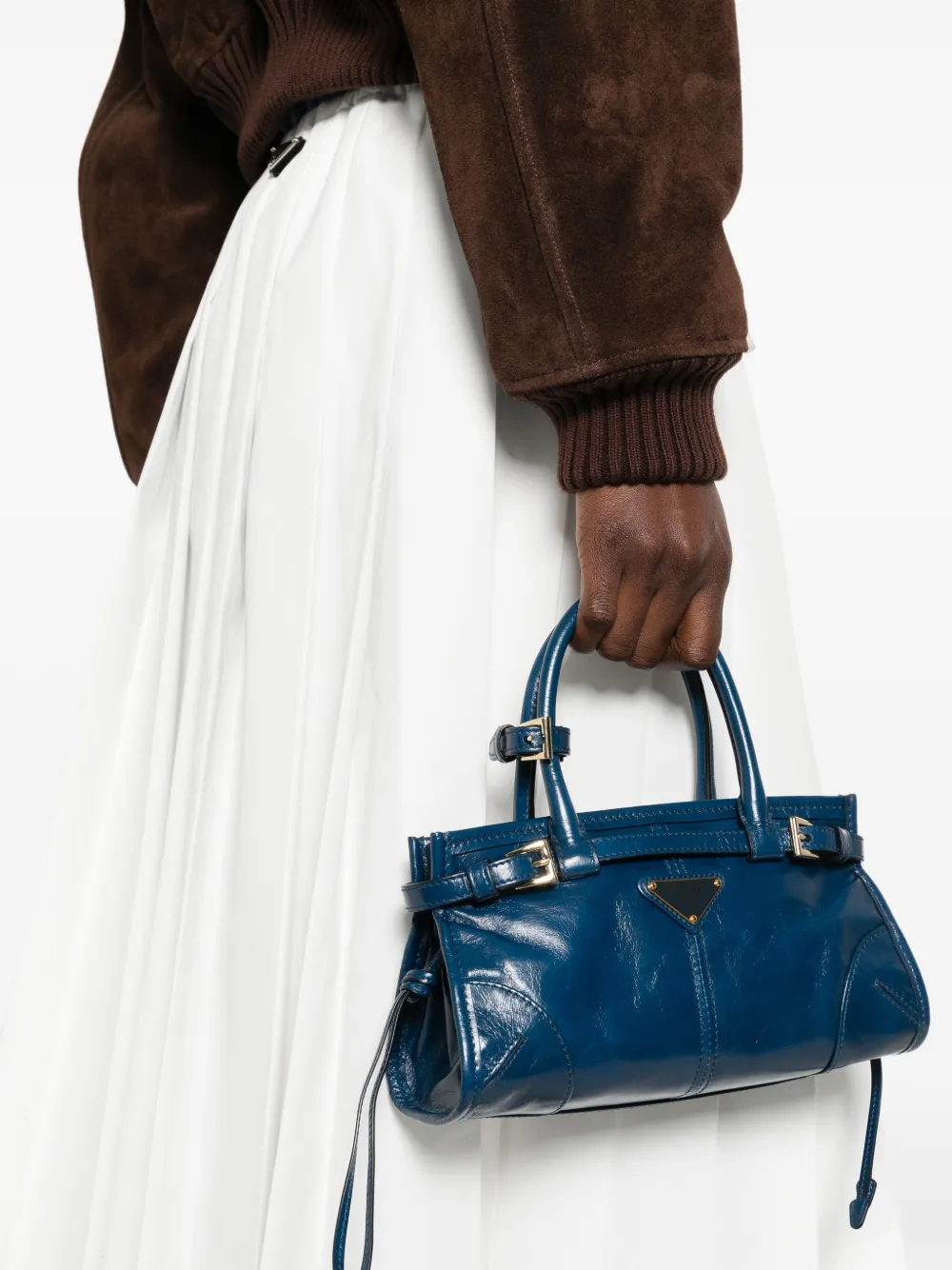 Prada mini Bonnie buckle-detail tote bag - Blauw