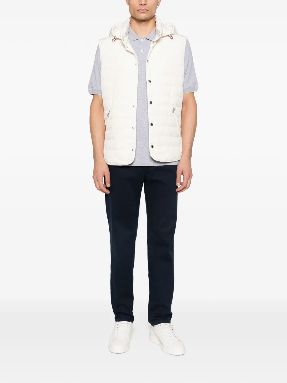 Brunello Cucinelli piped logo-embroidered polo shirt - Grijs