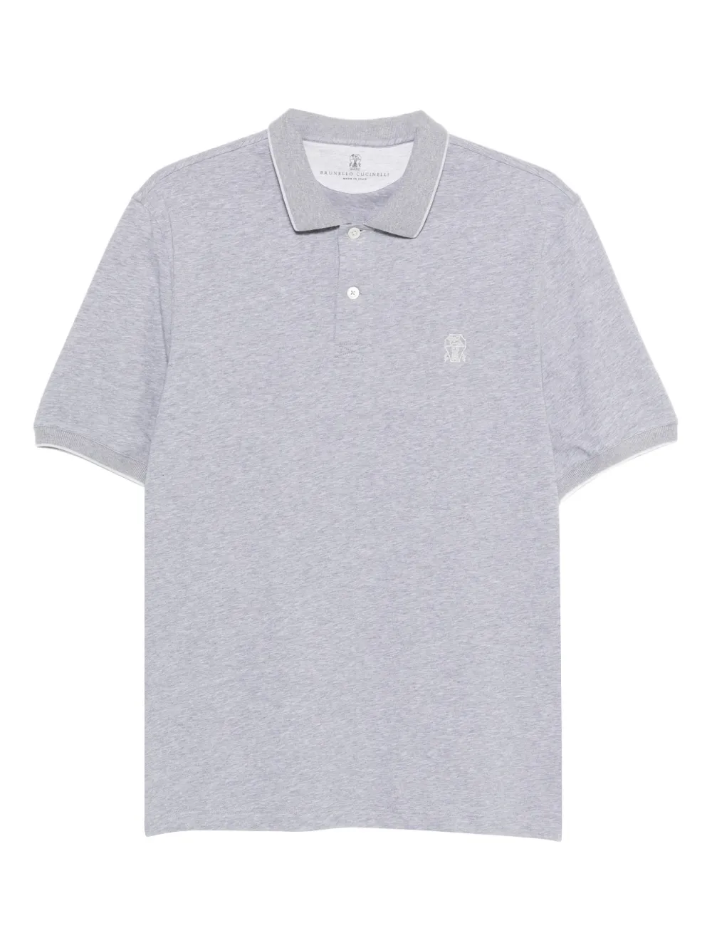 Brunello Cucinelli piped logo-embroidered polo shirt - Grigio