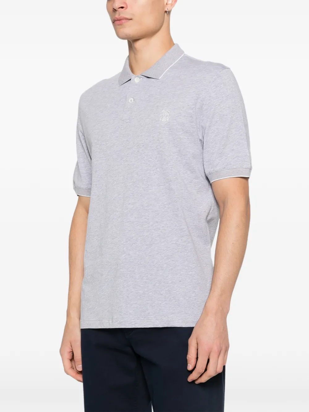 Brunello Cucinelli Poloshirt met borduurwerk Grijs