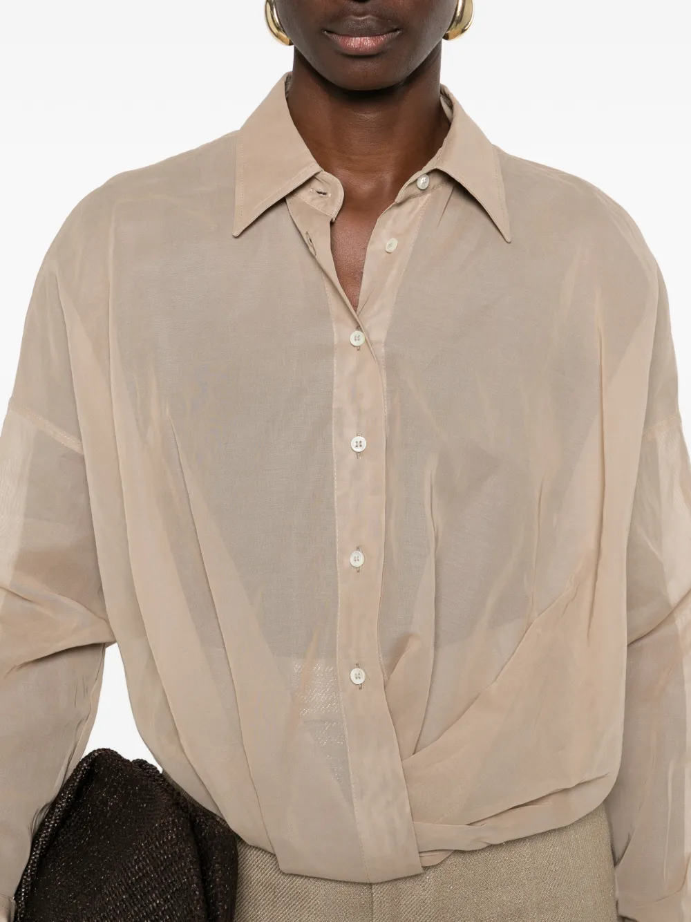 Brunello Cucinelli Blouse met gedraaid detail Beige