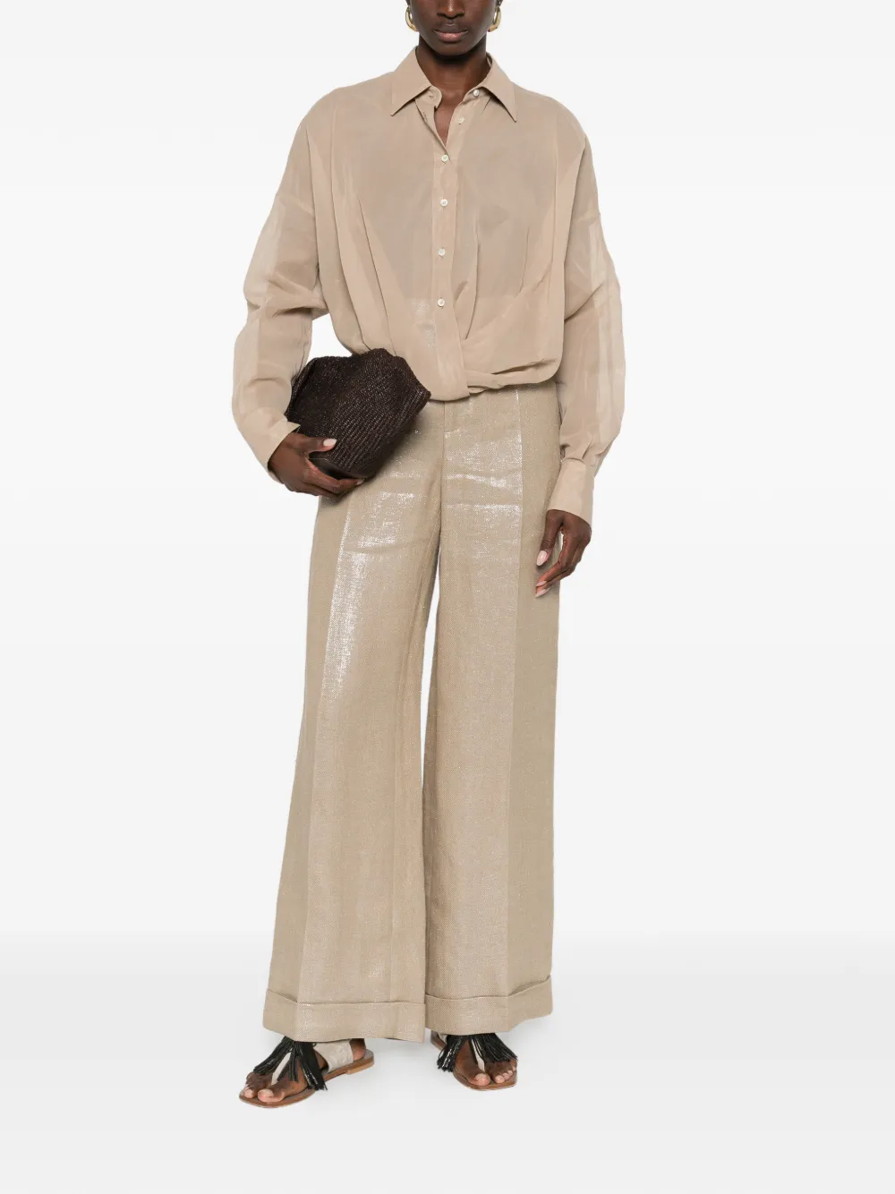  Brunello Cucinelli Twist-detail Shirt - Neutrals 