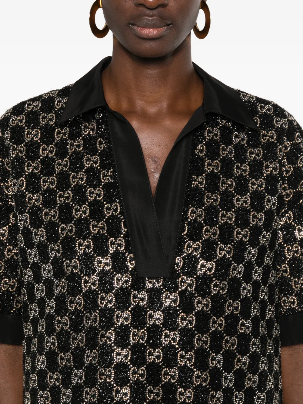 Gucci Sequin V-neck Top | Black | FARFETCH