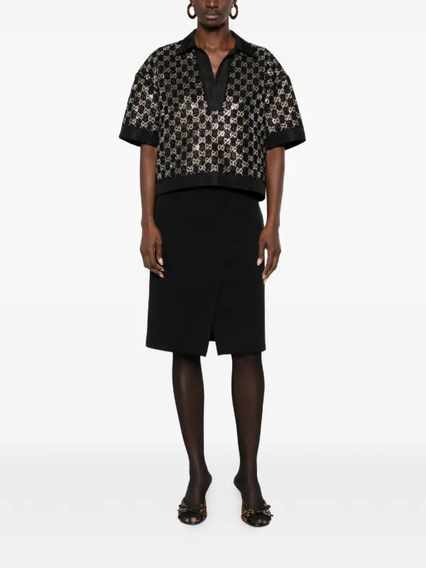 Gucci Sequin V-neck Top | Black | FARFETCH