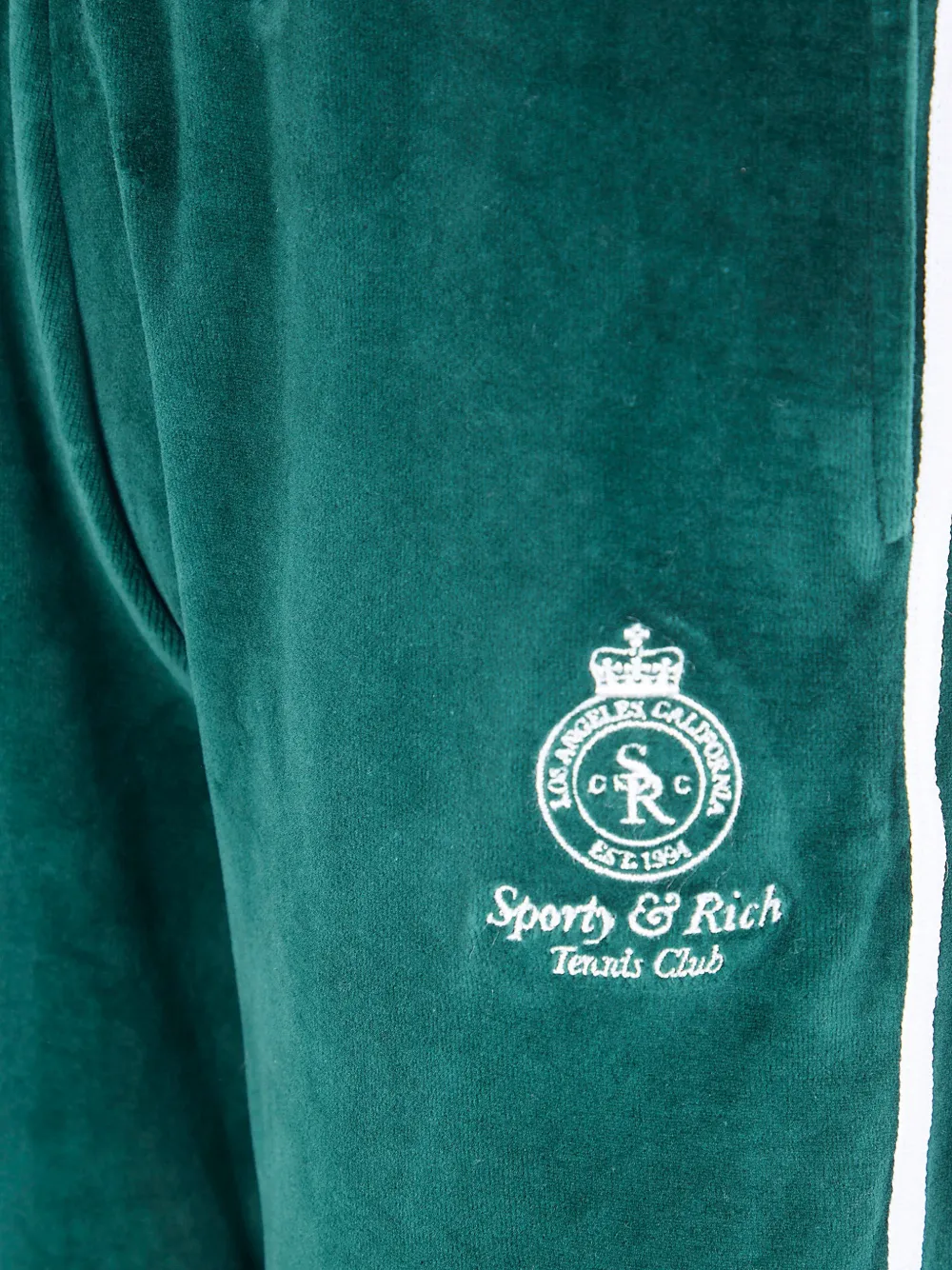 Sporty & Rich Trainingsbroek met geborduurd logo en streep aan de zijkant Groen