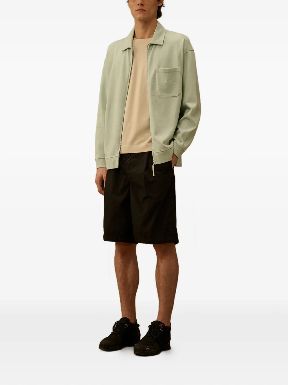 C.P. Company Combed jersey 10 2 boxy sweater met rits Groen