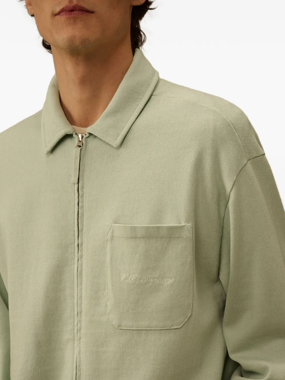 C.P. Company Combed jersey 10 2 boxy sweater met rits Groen