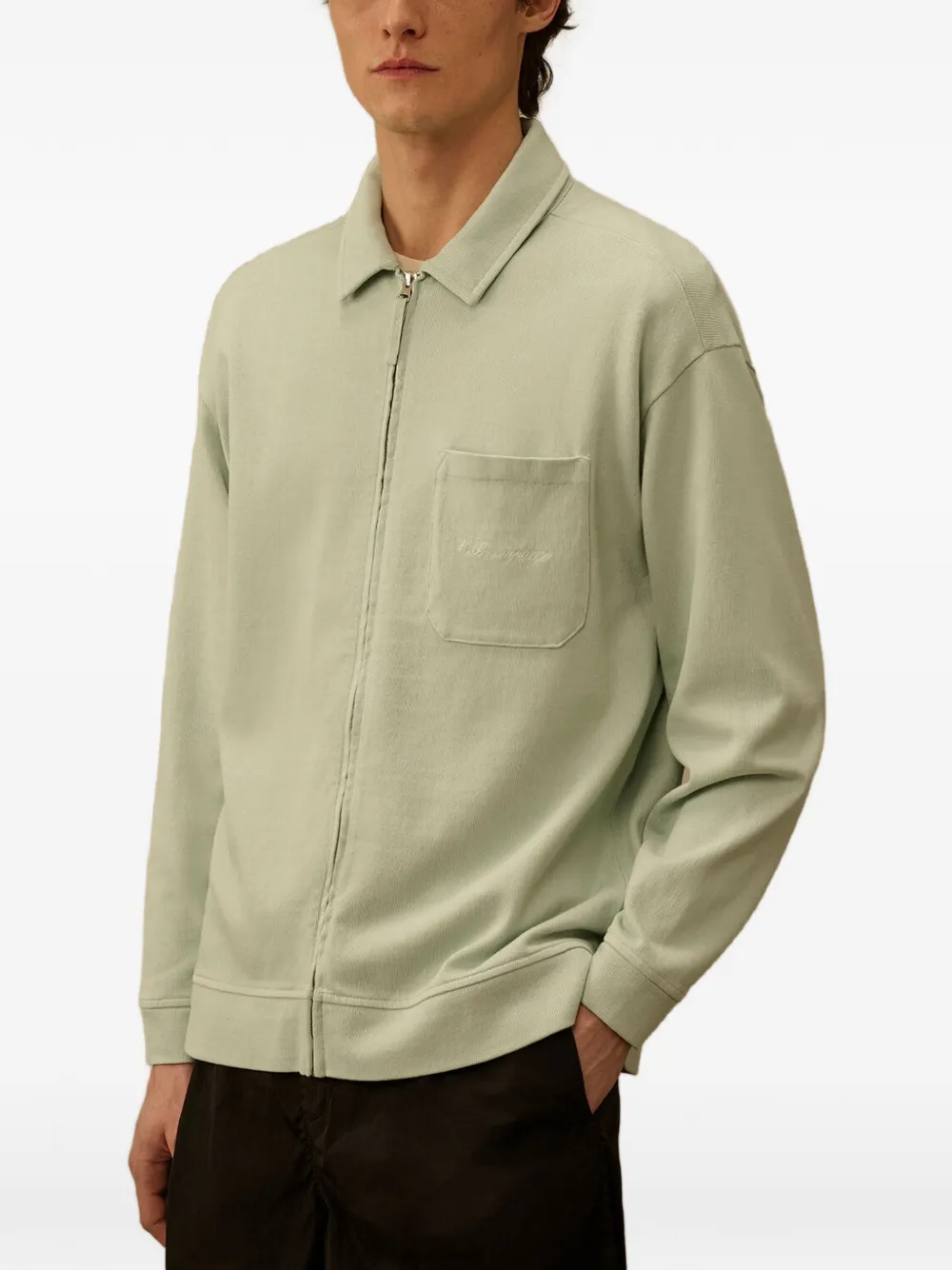 C.P. Company Combed jersey 10 2 boxy sweater met rits Groen