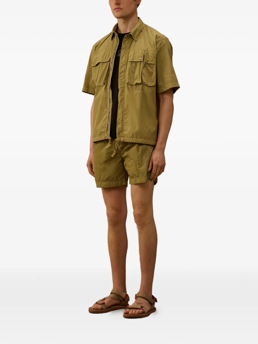 C.P. Company 50 Fili overhemd met geborduurd logo en trekkoord Groen